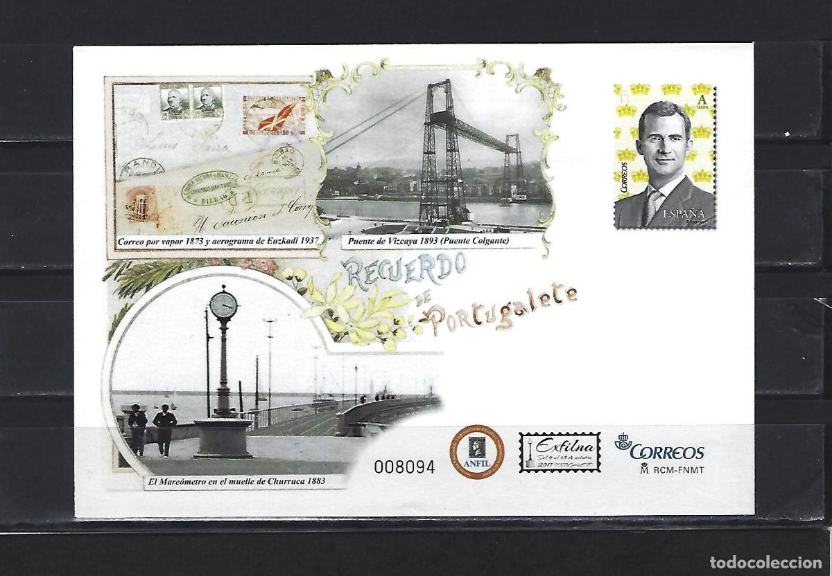 Sellos: SEP 148 ENTERO POSTAL EXFILNA 2017 PORTUGALETE VIZCAYA PUENTE COLGANTE MAREOMETRO NUEVO