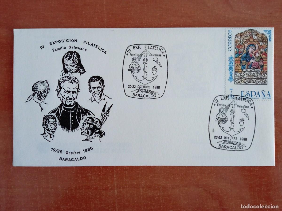 Sellos: SOBRE CON MATASELLOS FAMILIA SALESIANA CON POSTAL DENTRO BARACALDO