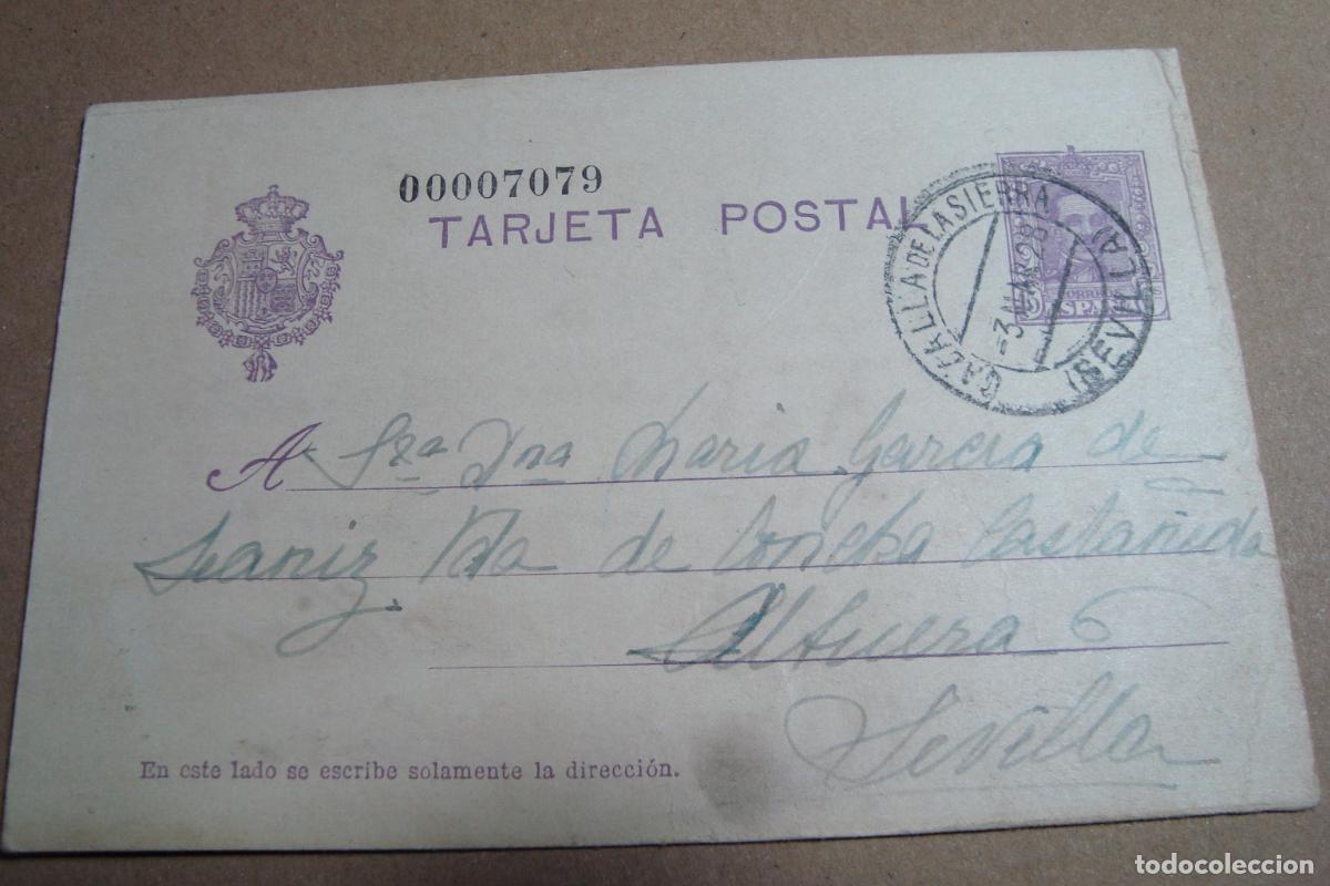 Sellos: ANTIGUO ENTERO POSTAL ENVIADO A MARIA GARCIA LEANIZ. CAZALLA DE LA SIERRA SEVILLA 1928.