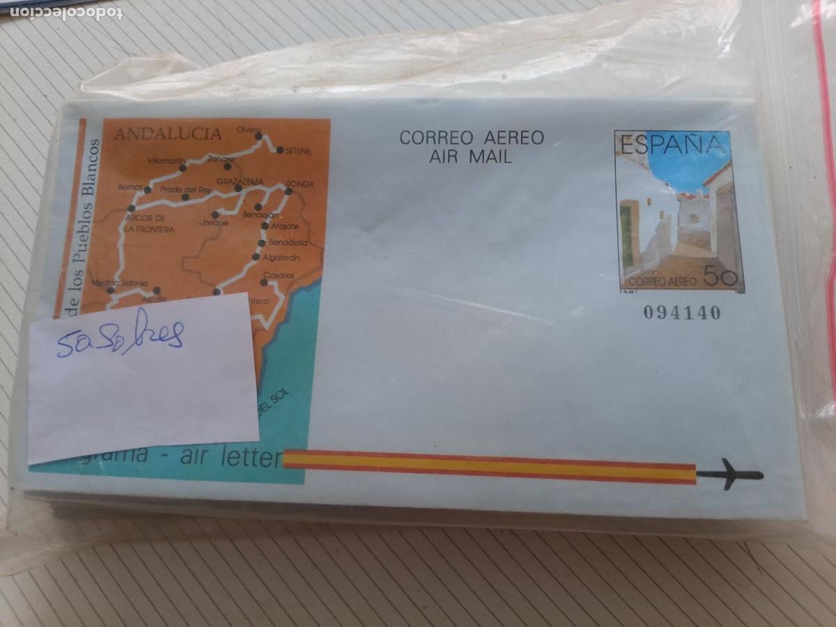 Sellos: Lote de 50 aerogramas. Espa&ntilde;a