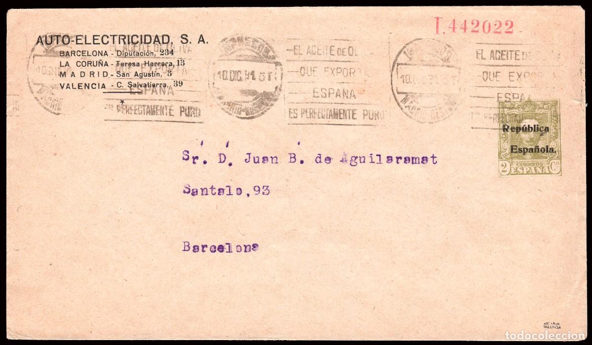 Sellos: Espa&ntilde;a - Sobre Entero Postal Publicitario - Laiz o 920 - 1931 - 2 cts. publicidad &rdquo;Auto-Electricidad