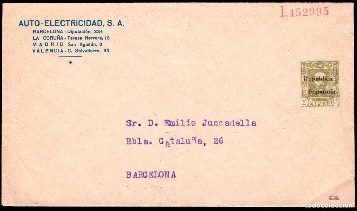 Sellos: Espa&ntilde;a - Sobre Entero Postal Publicitario - Laiz o 921 - 1931 - 2 cts. publicidad &rdquo;Auto-Electricidad
