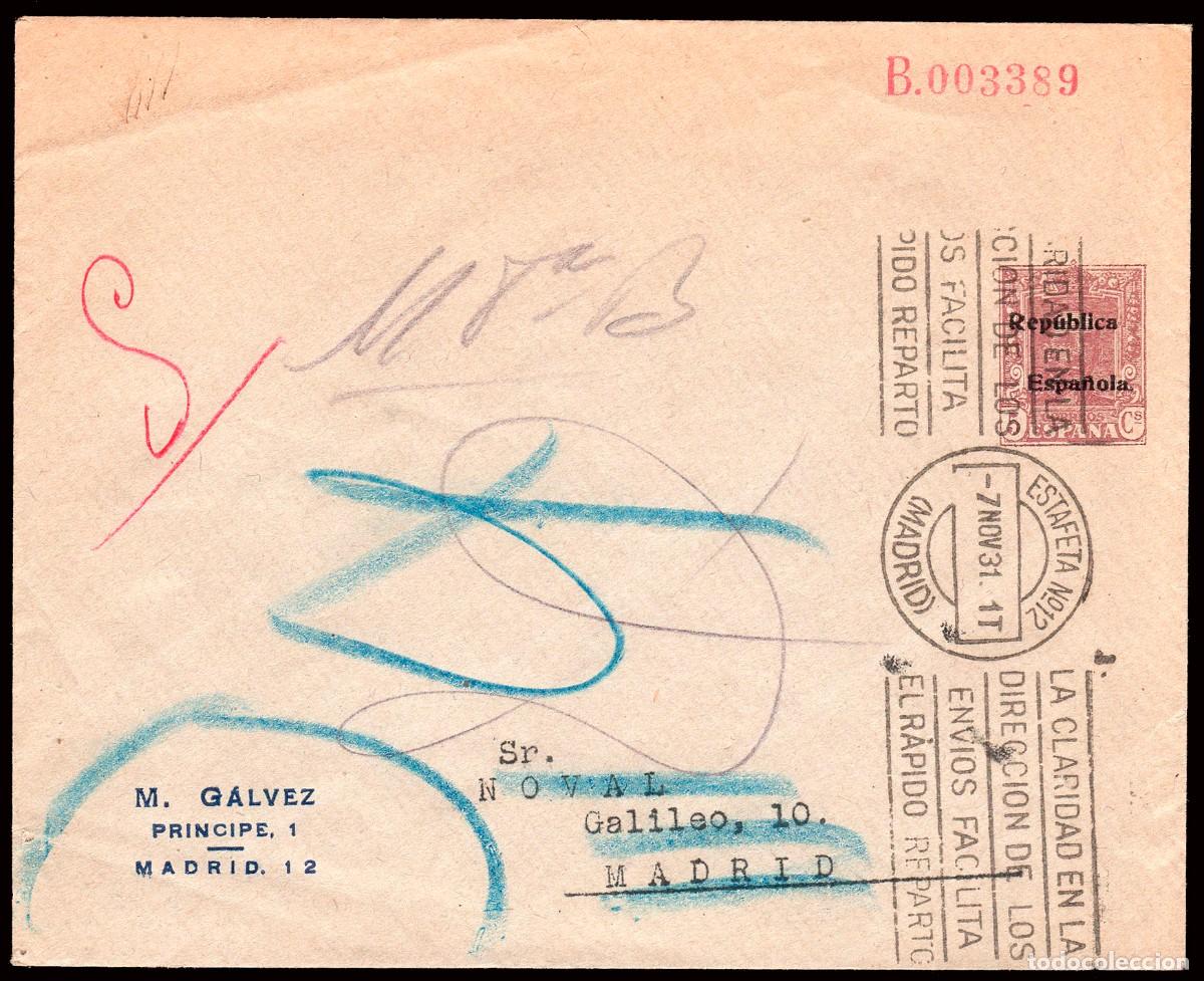 Sellos: Espa&ntilde;a - Sobre Entero Postal Publicitario - Laiz o 927 - 1931 - 5 cts. - Publicidad &rdquo;M. G&aacute;lvez....&rdquo;