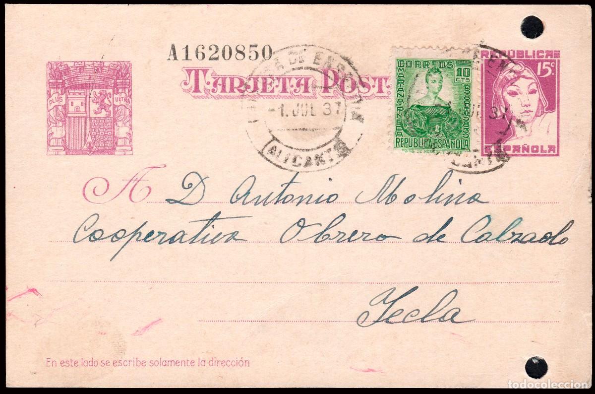 Sellos: Alicante - Edi o EP 75+ Espa&ntilde;a 682 - Entero postal Mat &rdquo;Callosa de Ensarria&rdquo; - Taladro empresa