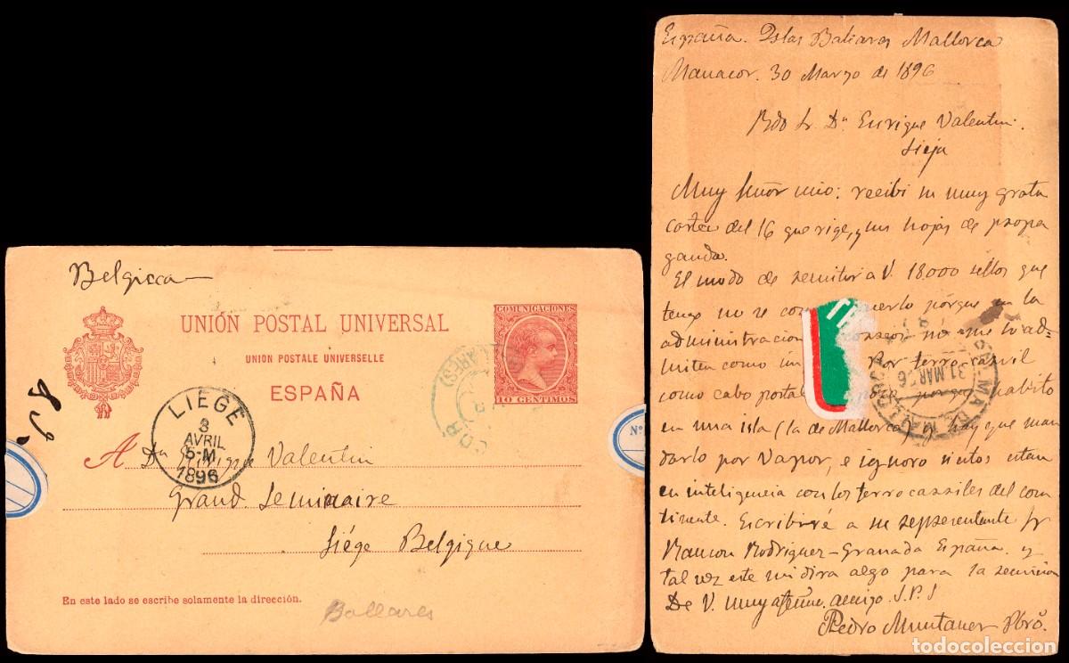 Sellos: Baleares - Edi o EP 31 - Entero postal Mat Tr&eacute;bol &rdquo;Manacor 30/3/96&rdquo;
