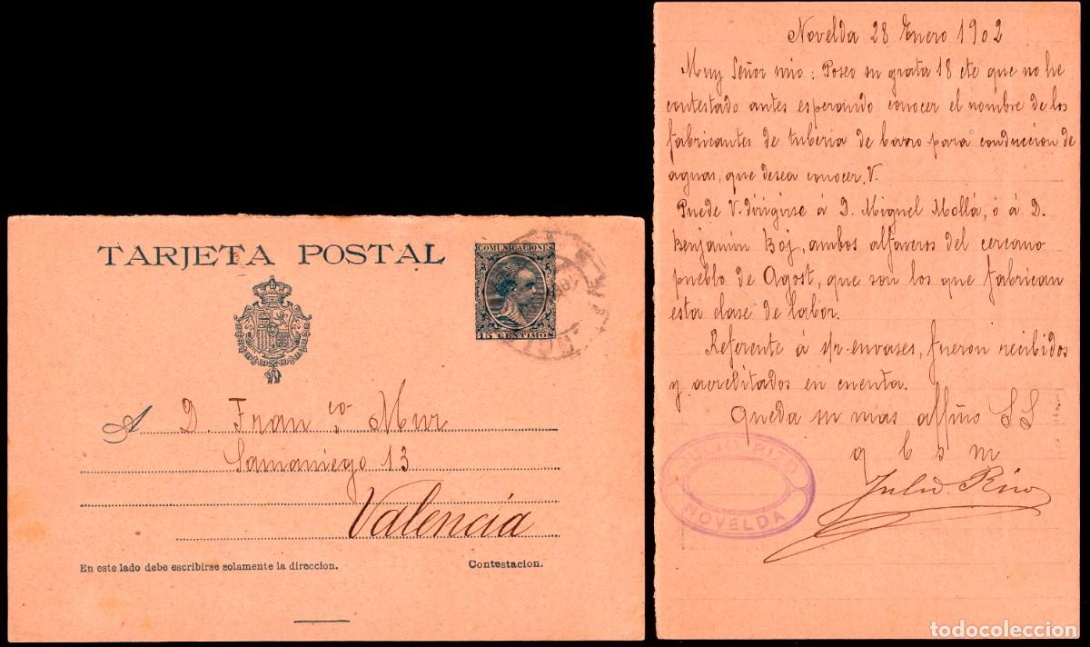 Sellos: Alicante - Edi o EP 28v - Entero postal Mat &rdquo;Novelda 28/01/02&rdquo;