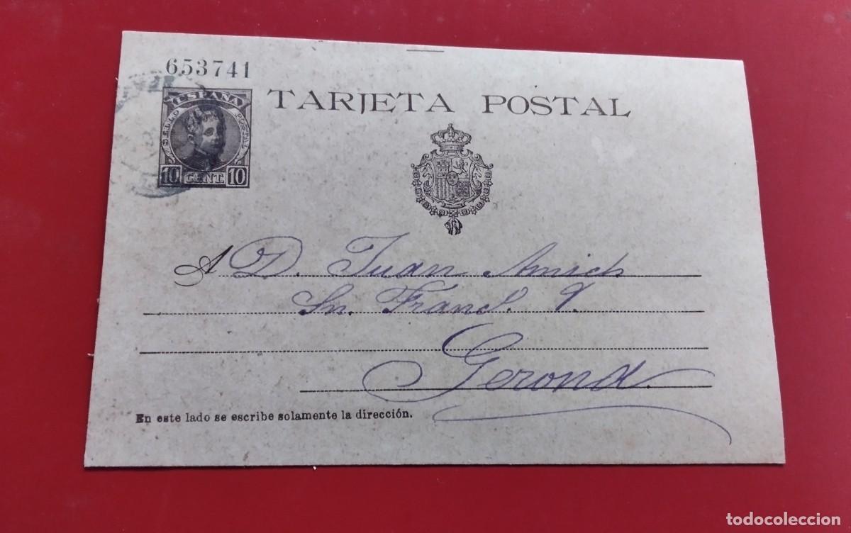 Sellos: OLOT , ENTERO POSTAL EDIFIL N&ordm; 37 CIRCULADO A GERONA A&Ntilde;O 1901