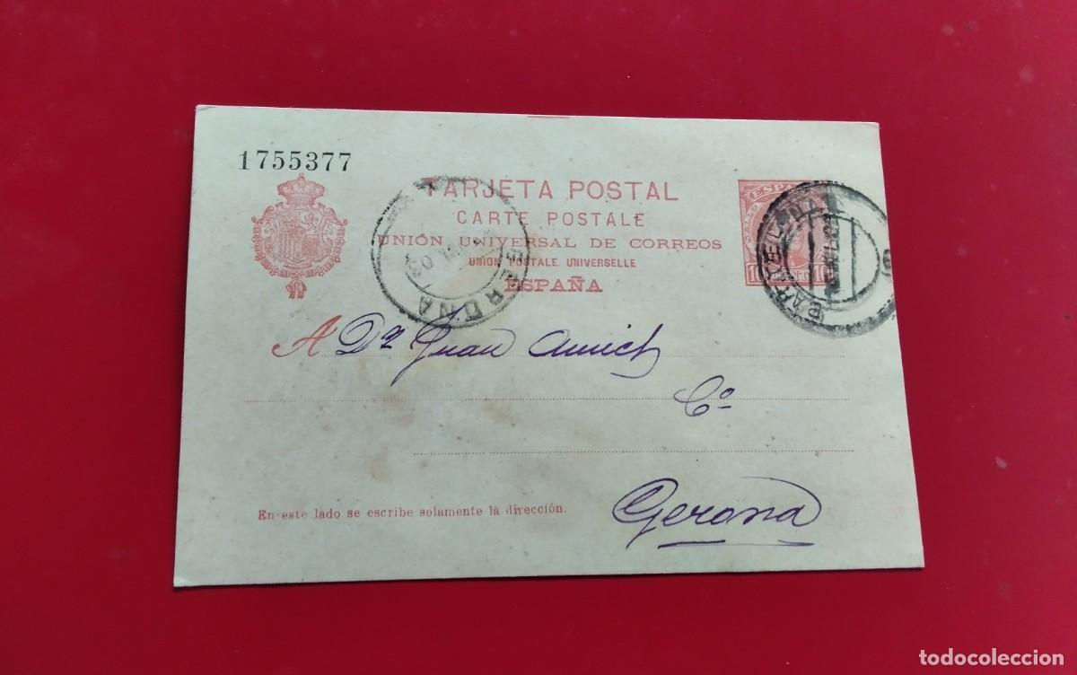 Sellos: BARCELONA , ENTERO POSTAL EDIFIL N&ordm; 40 O 42 ? CIRCULADO A GERONA