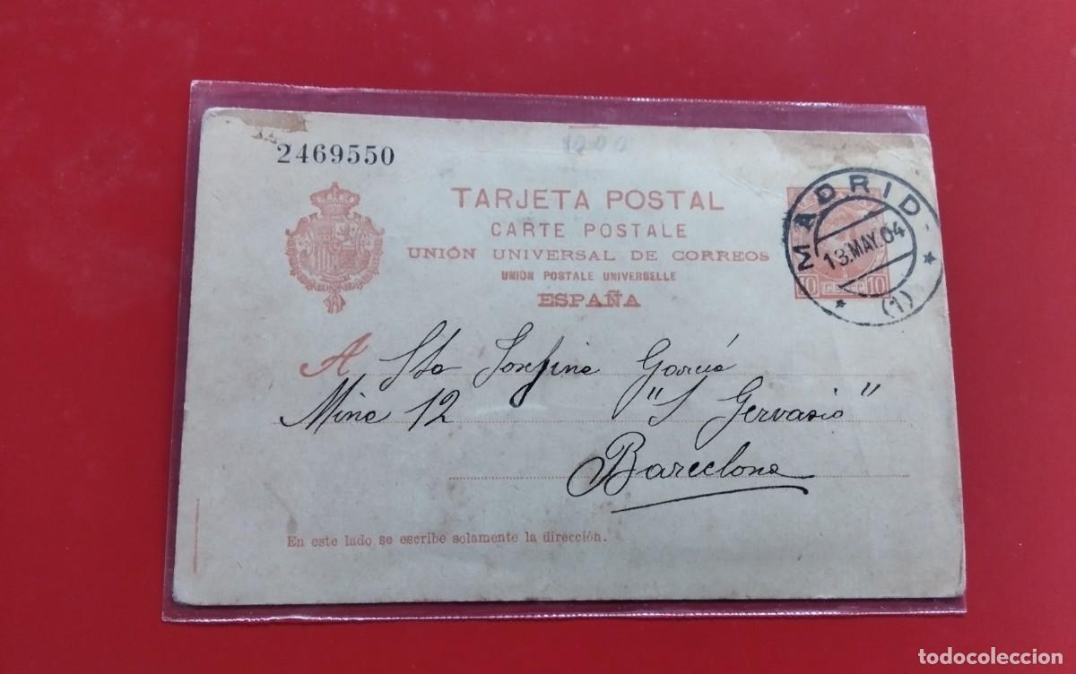 Sellos: MADRID ENTERO POSTAL EDIFIL N&ordm; 42 CIRCULADO A BARCELONA , A&Ntilde;O 1904