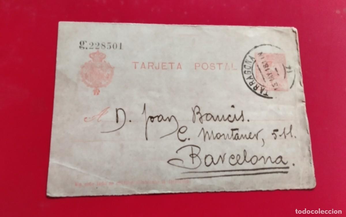 Sellos: TARRAGONA ENTERO POSTAL EDIFIL N&ordm; 49 CIRCULADO A BARCELONA A&Ntilde;O 1909