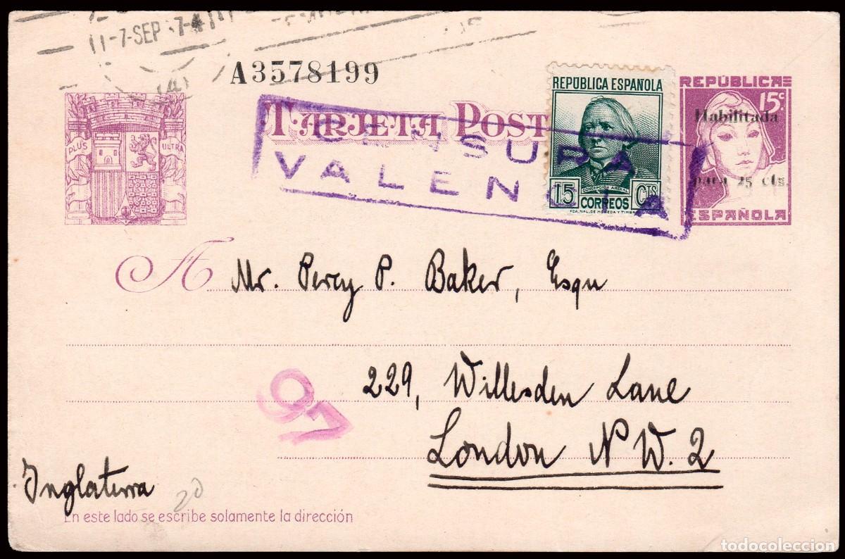 Sellos: Alicante - Guerra Civil - Edi o EP 76Fd (Espa&ntilde;a 683) - Entero postal fechado Alicante +