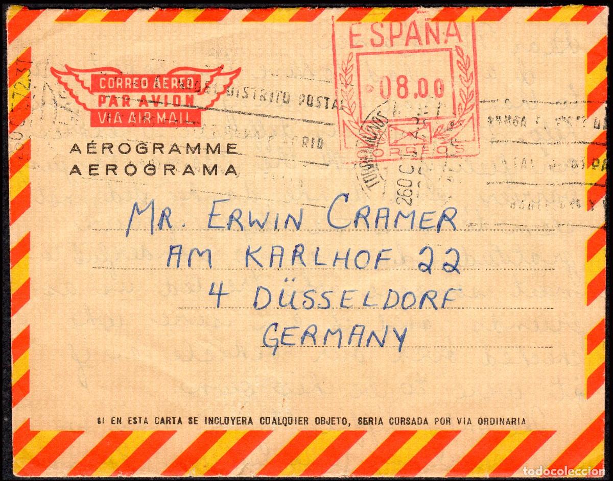 Sellos: Espa&ntilde;a - Aerogramas - Edi o 83 - Circulado de Torremolinos a Alemania