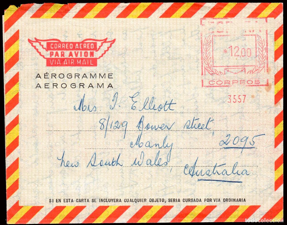 Sellos: Espa&ntilde;a - Aerogramas - Edi o 89 - Circulado de Madrid a Australia