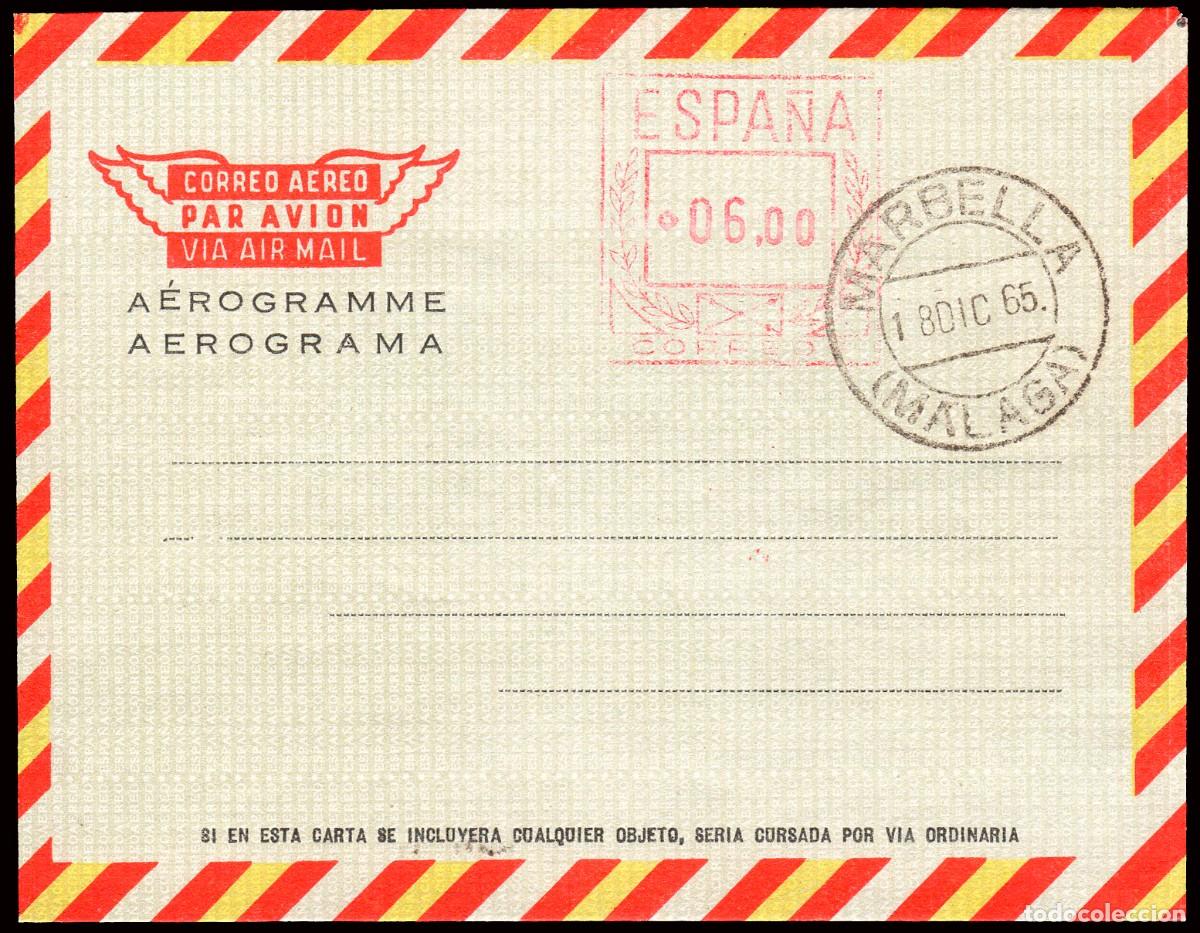 Sellos: Espa&ntilde;a - Aerogramas - Edi o 102 - Mat &rdquo;Marbella 18/12/65&rdquo; - Sin circular