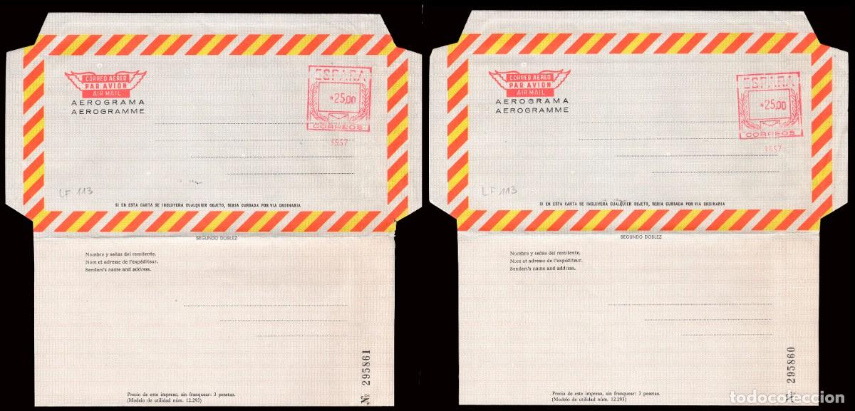 Sellos: Espa&ntilde;a - Aerogramas - Edi (*) 130 (2) - Numeraci&oacute;n correlativa