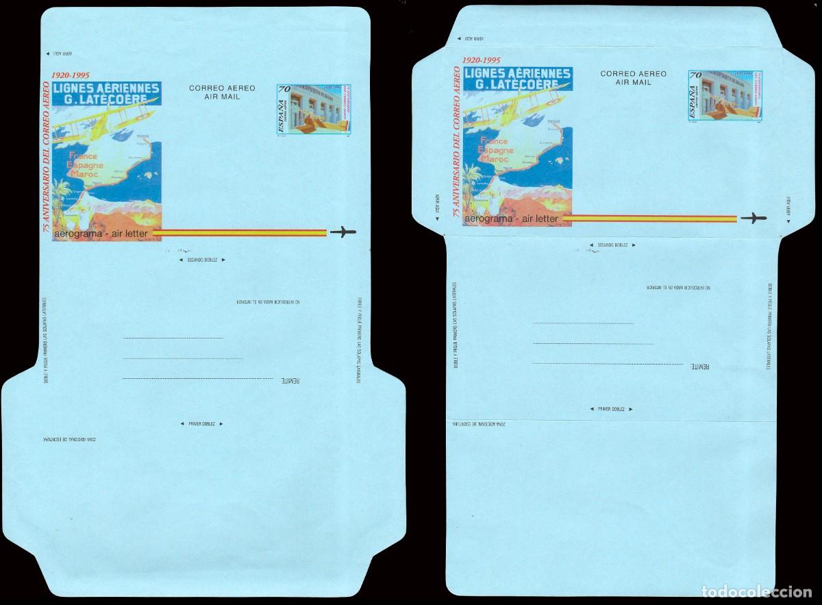 Sellos: Espa&ntilde;a - Aerogramas - Edi (*) 220 - Variedad impresi&oacute;n invertida - Certificado