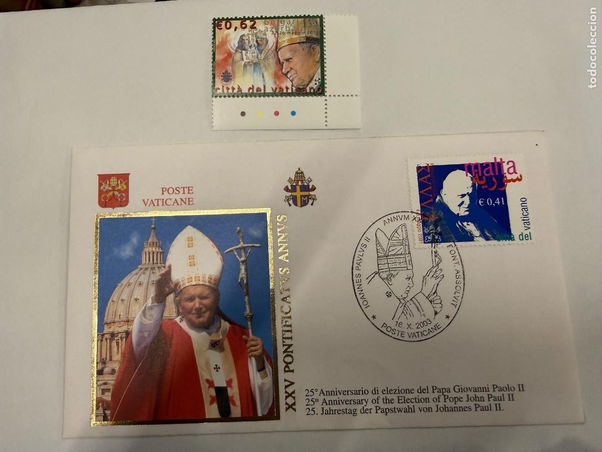 Sellos: Sobre entero postal de Primer dia, Papa Paulus II. Varicano + sello extra