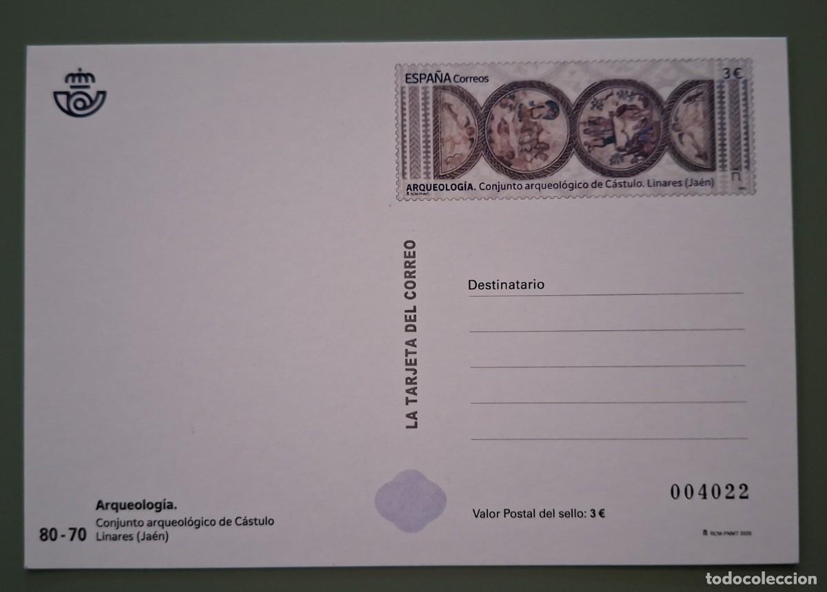 Sellos: TARJETA CORREO - CONJUNTO ARQUEOLOGICO DE C&Aacute;STULO, LINARES, JA&Eacute;N - EDIFIL 192 - ESPA&Ntilde;A 2025 ..A3846