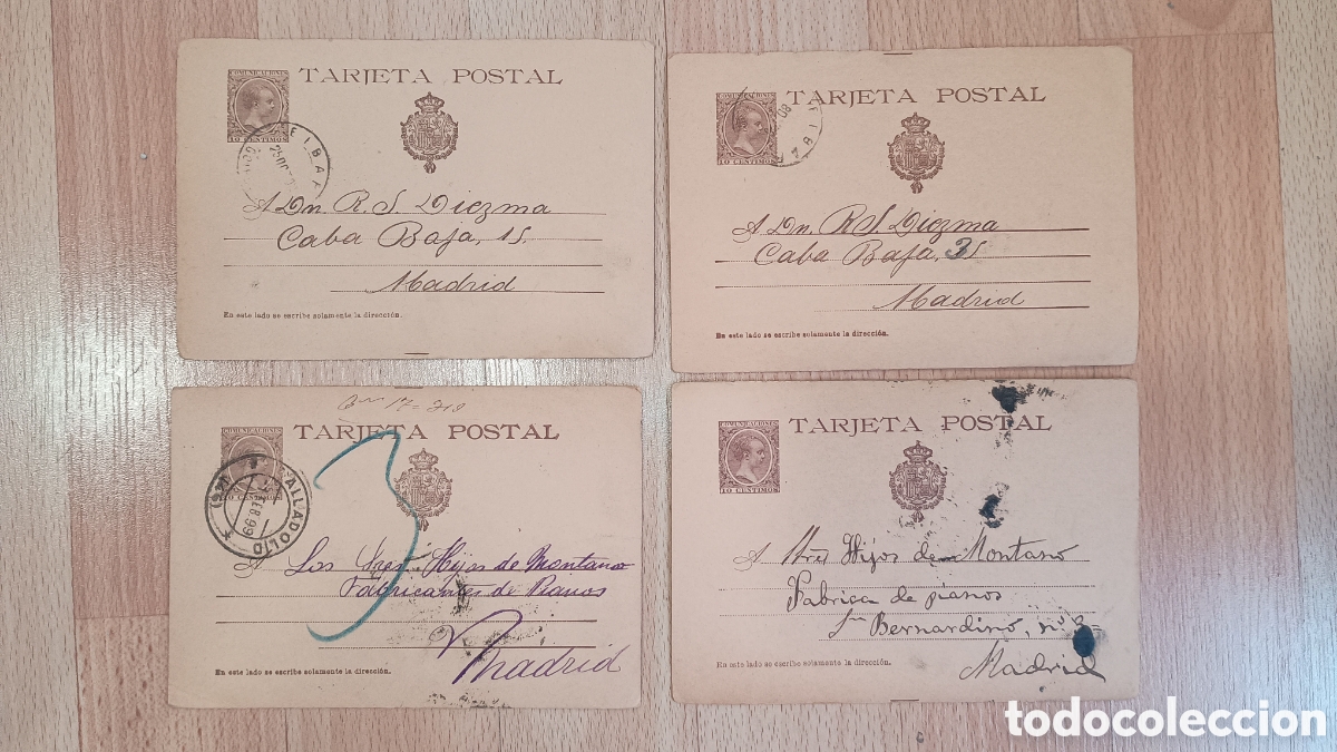 Sellos: ESPA&Ntilde;A 1897 - ALFONSO XIII - CAT&Aacute;LOGO EDIFIL 36 - LOTE DE 4 TARJETAS ENTERO POSTALES