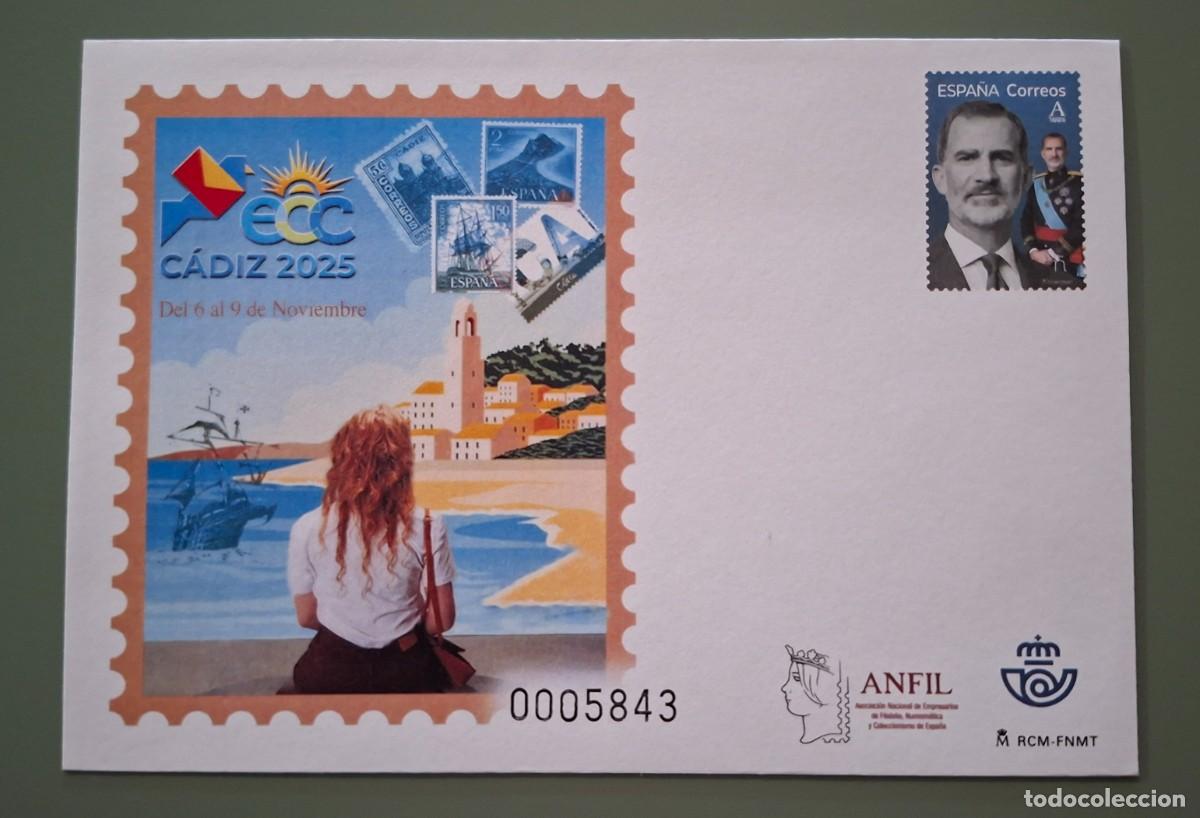Sellos: ECC CADIZ 2025 - ENTERO POSTAL PREFANQUEADO TARIFA A - EDIFIL 163 - NUEVO, TIRADA 800 ..A3810