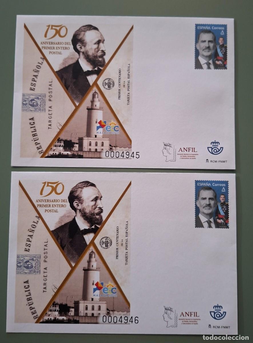 Sellos: 2 ENTERO POSTAL NUMEROS CORRELATIVOS - MALAGA 2023 - 150 ANIV. PRIMER ENTERO POSTAL ESPA&Ntilde;A ..A3812