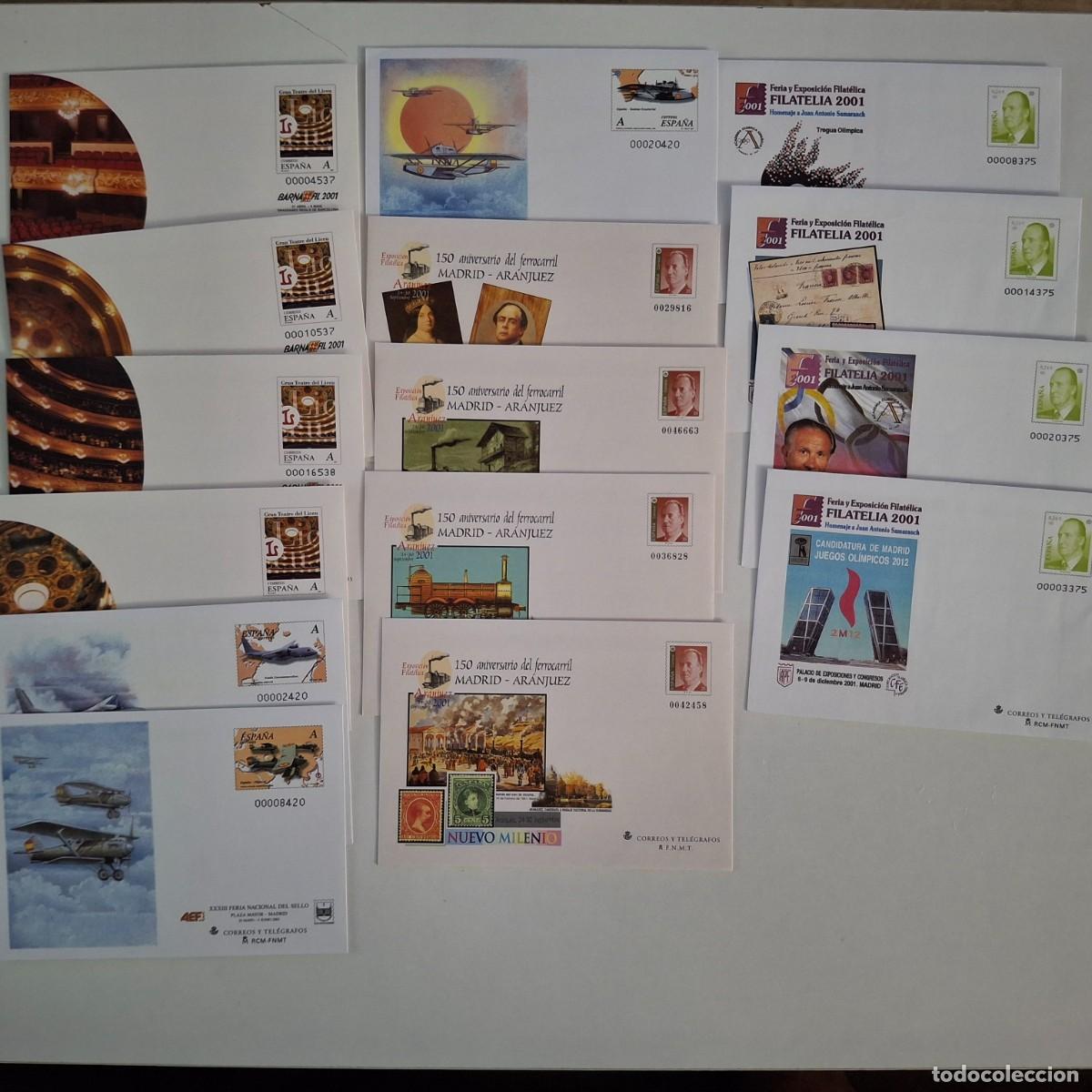 Timbres: HB1763 Sobres ENTERO POSTAL a&ntilde;o 2001 completo EDIFIL 68/74 sin 71 v.c. 130 &euro; 15 sobres