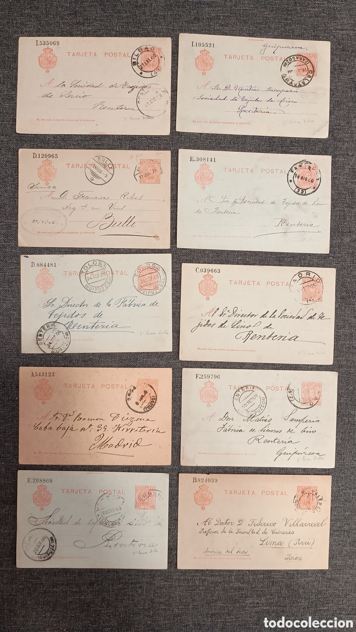 Francobolli: ESPA&Ntilde;A 1904 - LOTE 10 TARJETAS ENTERO POSTAL - CAT&Aacute;LOGO EDIFIL 45 - ALFONSO XIII TIPO CADETE