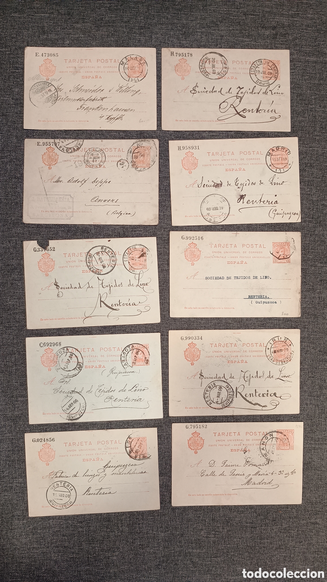 Francobolli: ESPA&Ntilde;A 1904 - LOTE 10 TARJETAS ENTERO POSTAL - CAT&Aacute;LOGO EDIFIL 47 - ALFONSO XIII TIPO CADETE