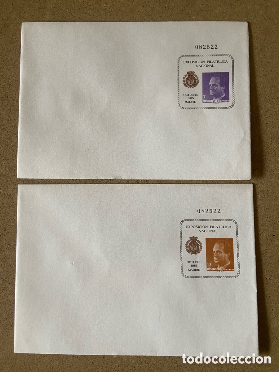 Selos: SOBRES ENTERO POSTALES EXFILNA 85 EDIFIL 1 y 2. NUEVOS
