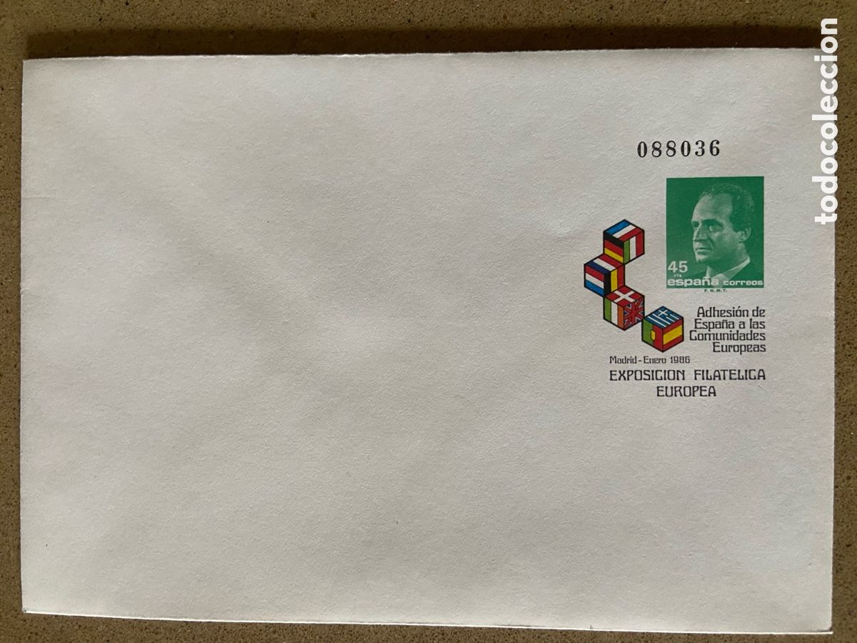 Sellos: SOBRE ENTERO POSTAL EXPOSICION EUROPEA MADRID. EDIFIL 3. NUEVO