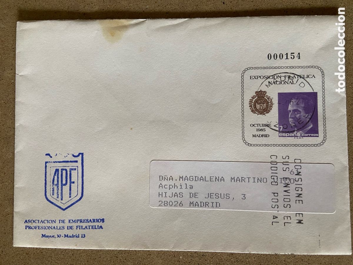 Sellos: SOBRE ENTERO POSTAL EDIFIL 1. MATASELLO RODILLO. CIRCULADO