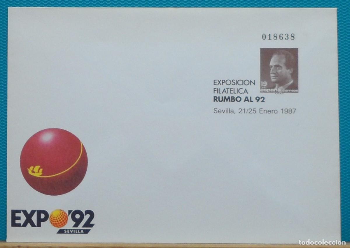 Sellos: 1987-ESPA&Ntilde;A-SOBRES ENTERO POSTALES-VER FOTO-N&ordm;6-EXPO.RUMBO AL 92-SEVILLA