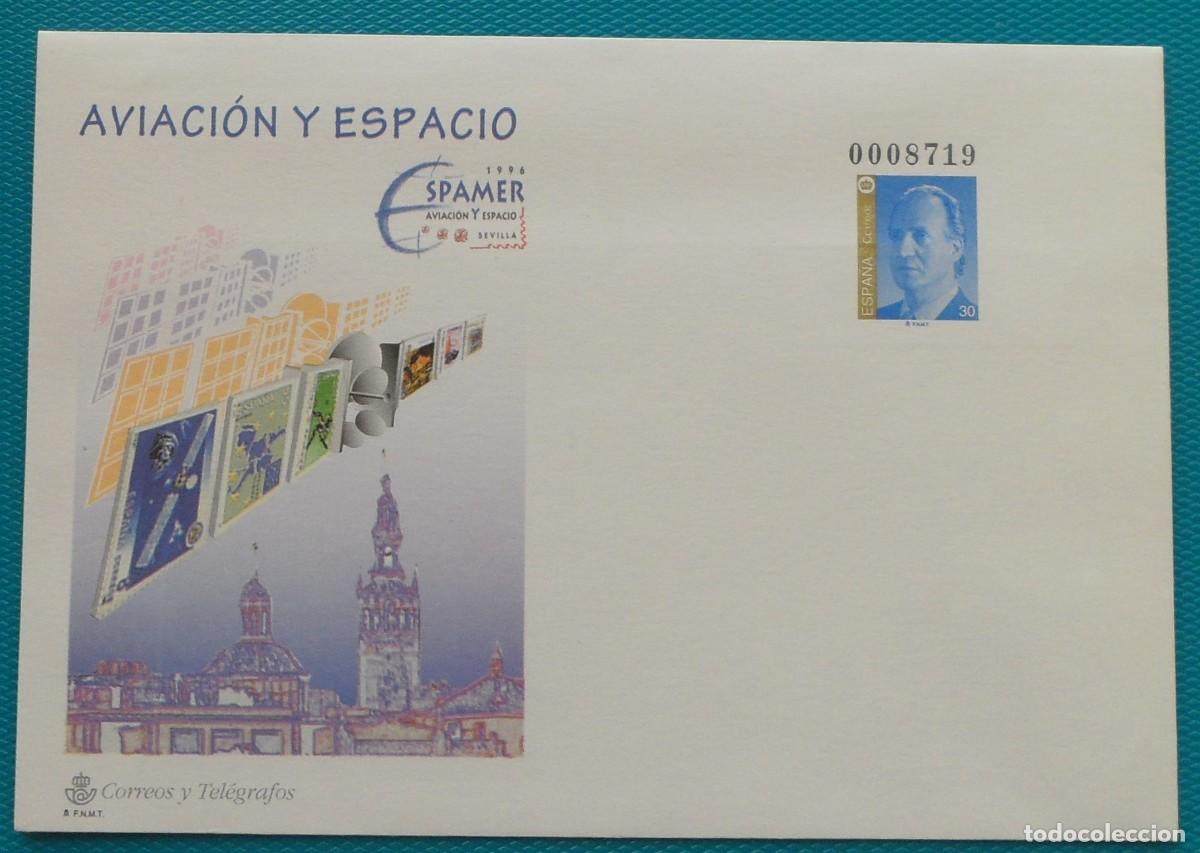 Sellos: 1996-ESPA&Ntilde;A-SOBRES ENTERO POSTALES-VER FOTO-N&ordm;34-AVIACION Y ESPACIO-SEVILLA