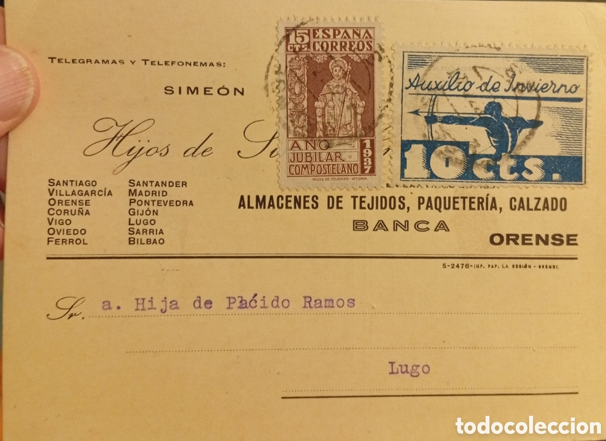 Sellos: Filatelia entero postal Orense