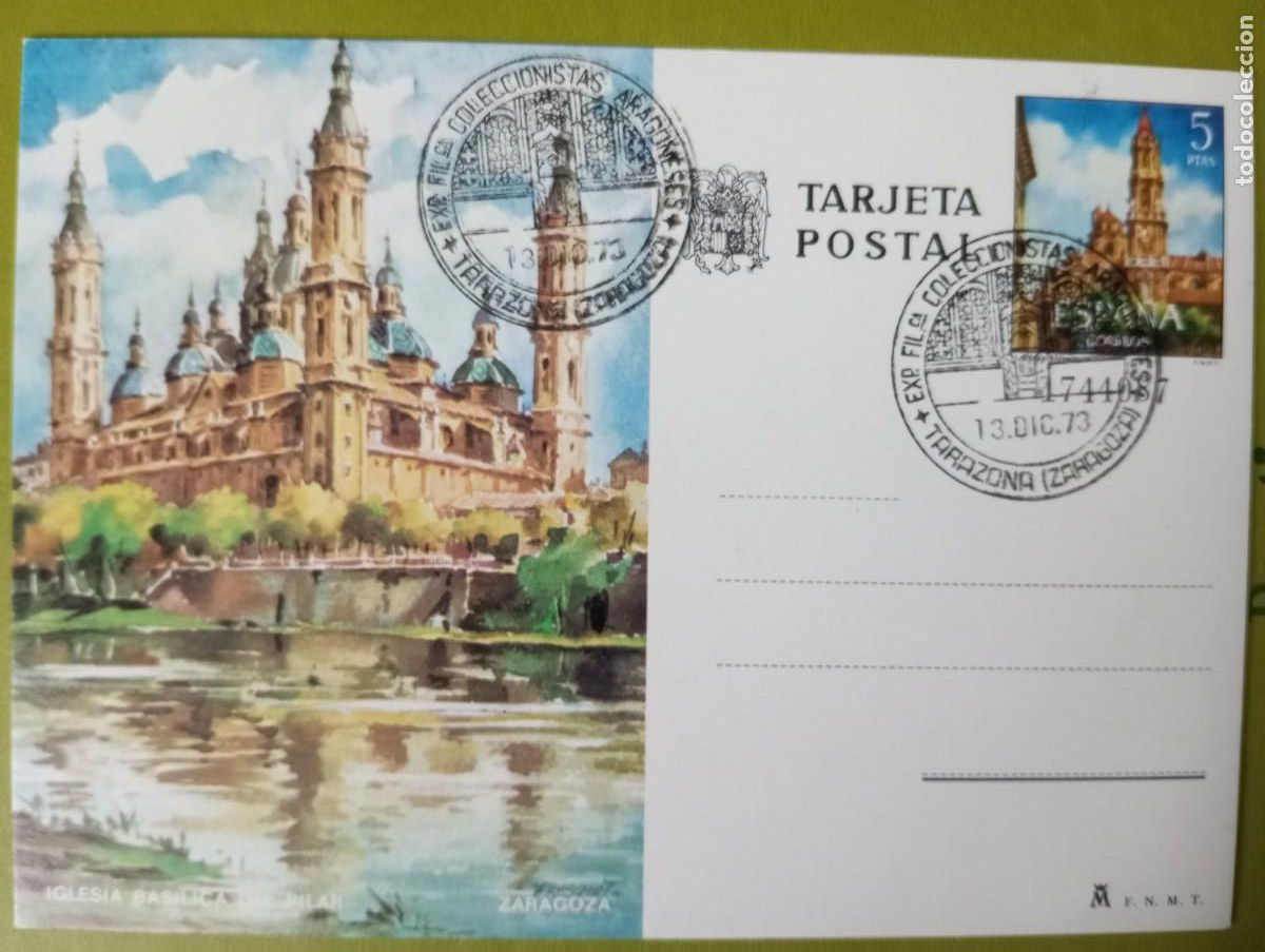Sellos: ESPA&Ntilde;A, ENTERO POSTAL , EL PILAR, ZARAGOZA