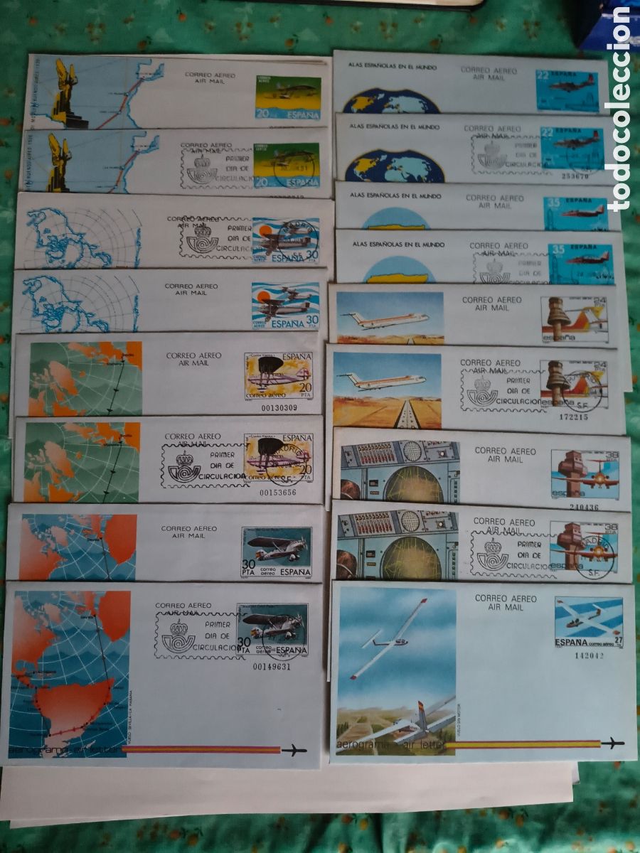 Sellos: Sellos Espa&ntilde;a - 30 aerogramas nuevos y sellasdos