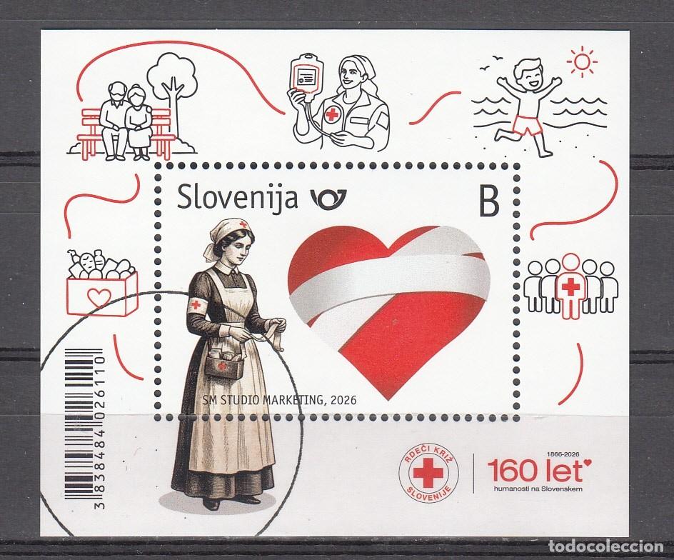 Sellos: ESLOVENIA 2026 - 160 A&Ntilde;OS DE CRUZ ROJA EN ESLOVENIA - HOJITA BLOQUE - MUESTRA - SPECIMEN