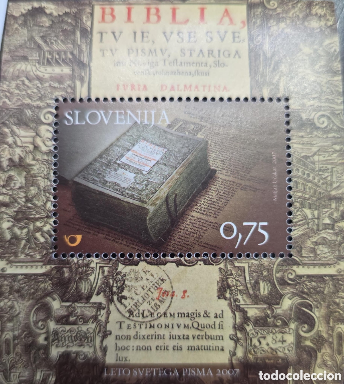 Sellos: CA)Slovenia . 2007 . Year of the Holy Scripture. This Slovenian stamp, issued in 2007