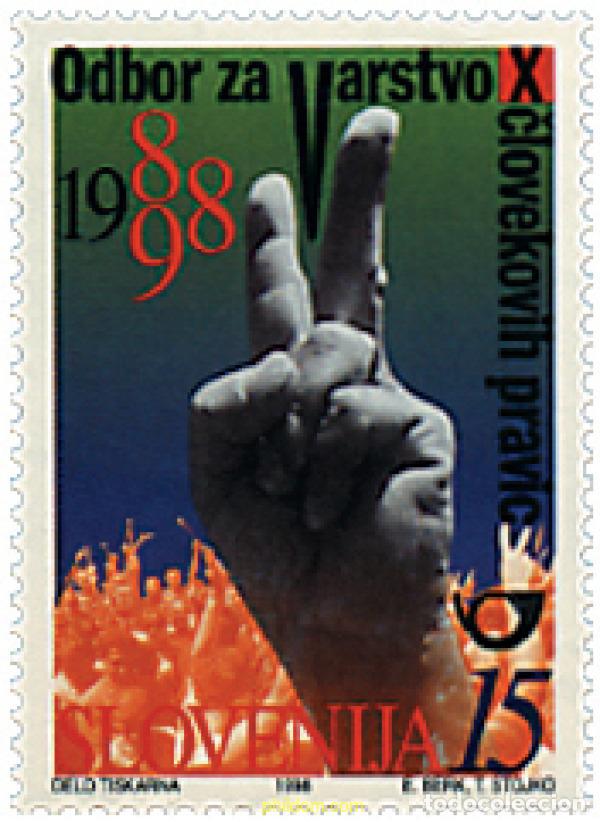 Sellos: 31036 MNH ESLOVENIA 1998 10 ANIVERSARIO DEL COMITE DE DEFENSA DE LOS DERECHOS HUMANOS