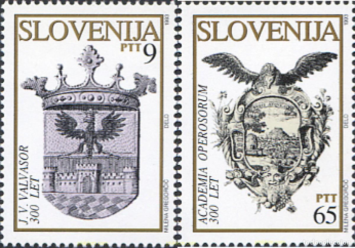 Sellos: 117729 MNH ESLOVENIA 1993 3 CENTENARIO DE LA MUERTE DEL BARON JANEZ VAJKARD VALVASOR Y DE LA ACADEM