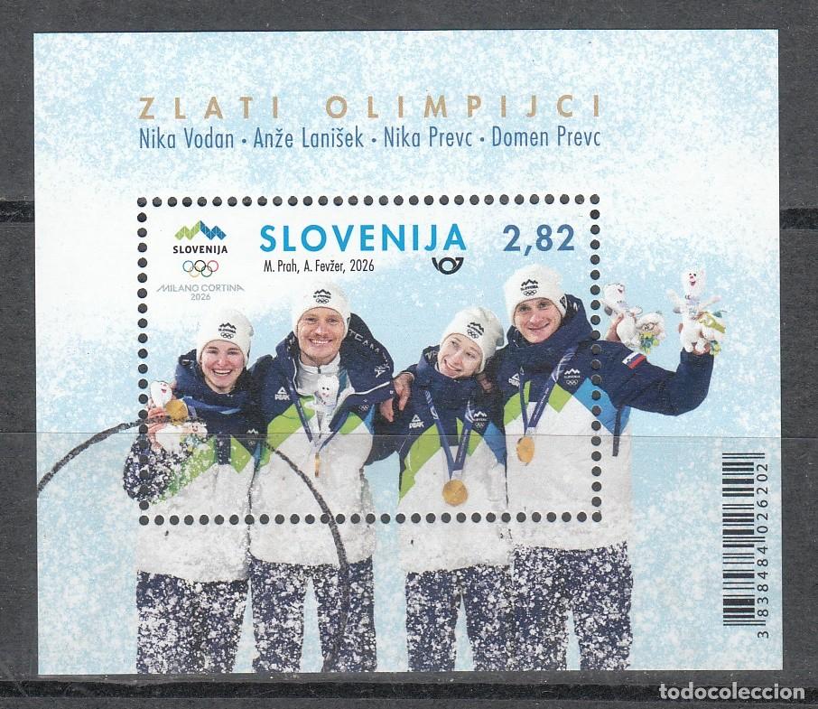 Sellos: ESLOVENIA 2026 - OLIMPICOS DE ORO - HOJITA BLOQUE - MUESTRA - SPECIMEN