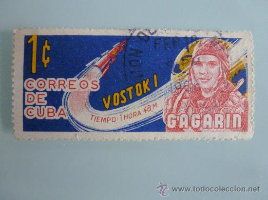 Sellos: Sello de Cuba Gagarin 1 centimo 1966 - Foto 1
