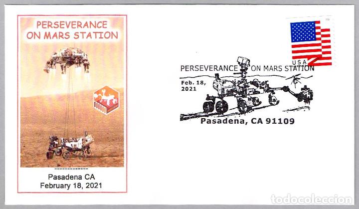 Sellos: Matasellos LLEGADA DEL PERSEVERANCE A MARTE. Pasadena CA 2021 - Foto 1