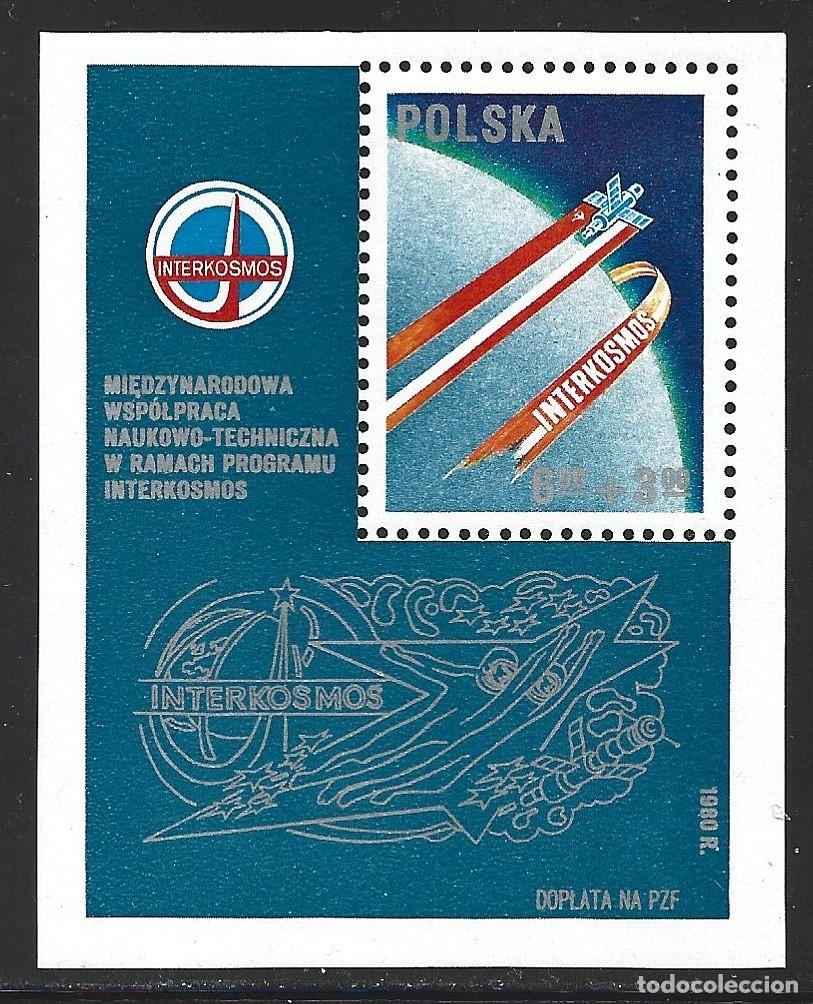 Sellos: POLONIA HB 90** - A&Ntilde;O 1980 - CONQUISTA DEL ESPACIO - PROGRAMA INTERCOSMOS - Foto 1