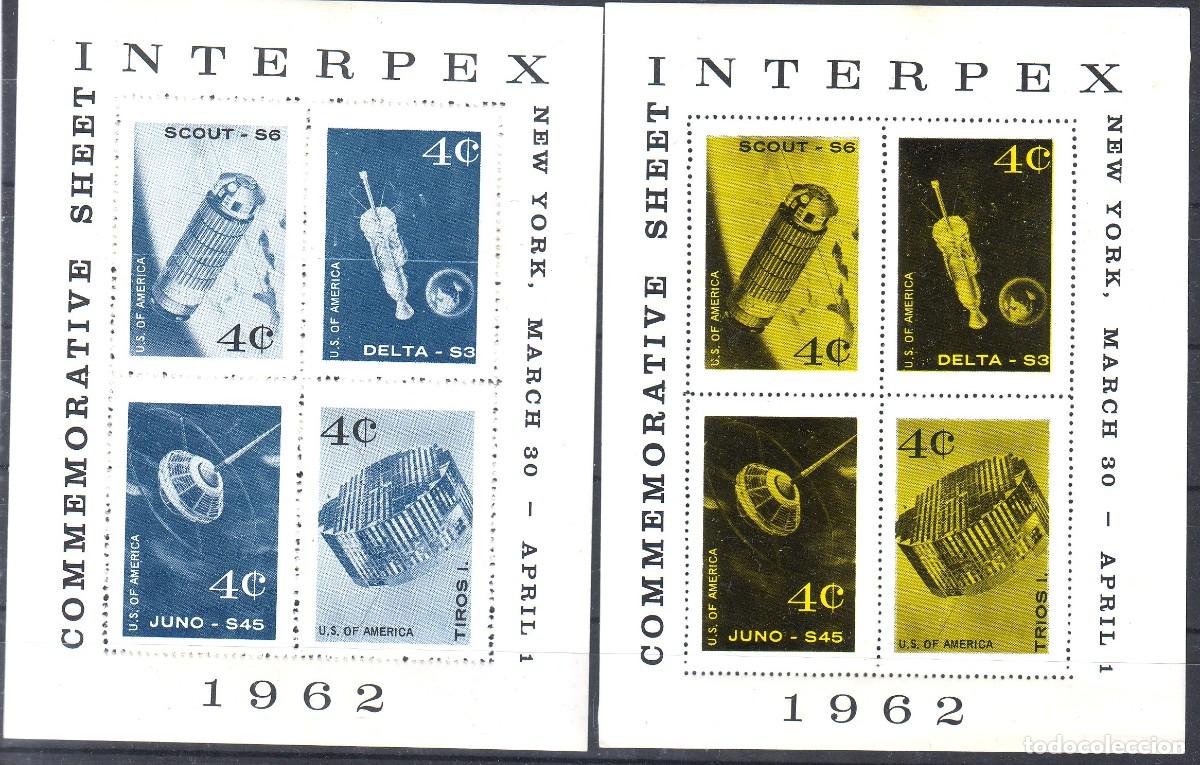 Sellos: DOS HOJAS ESTADOS UNIDOS ESPACIO DE 1962 - Foto 1