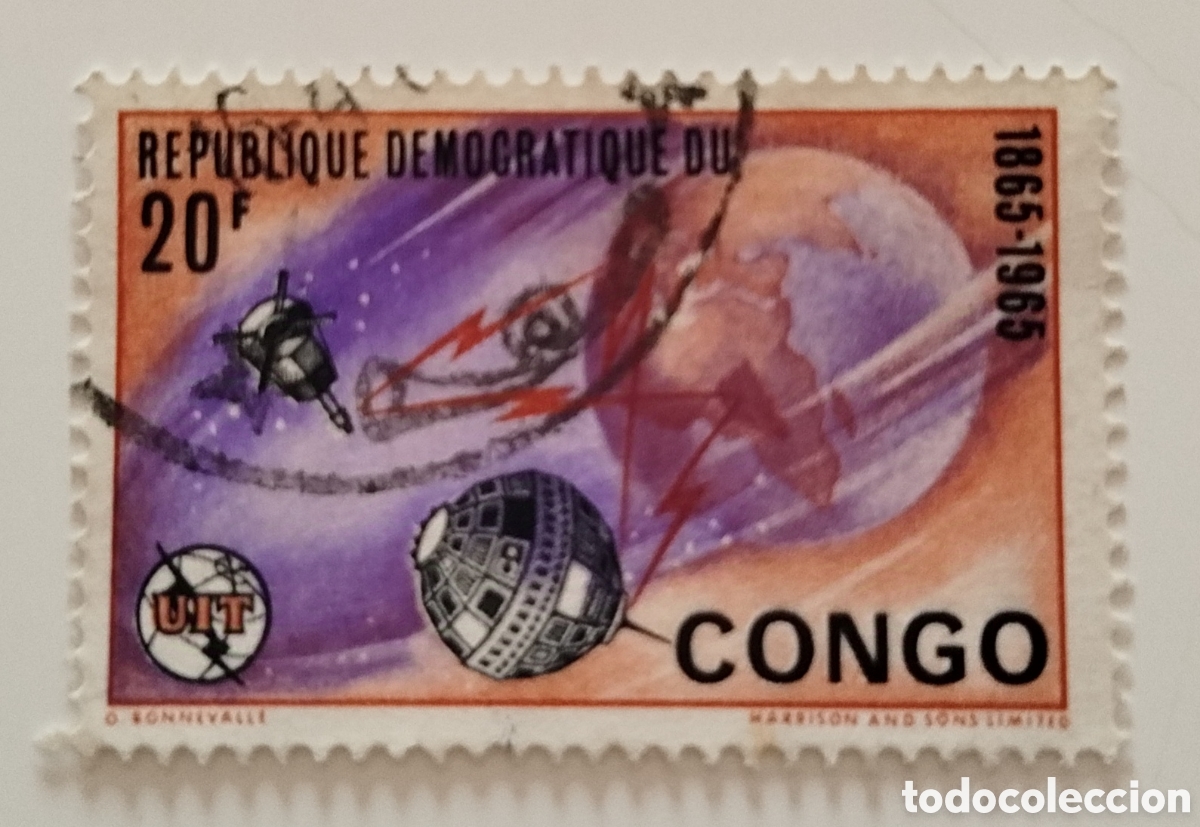 Sellos: CONGO sello 1965 sat&eacute;lites espacio - Foto 1