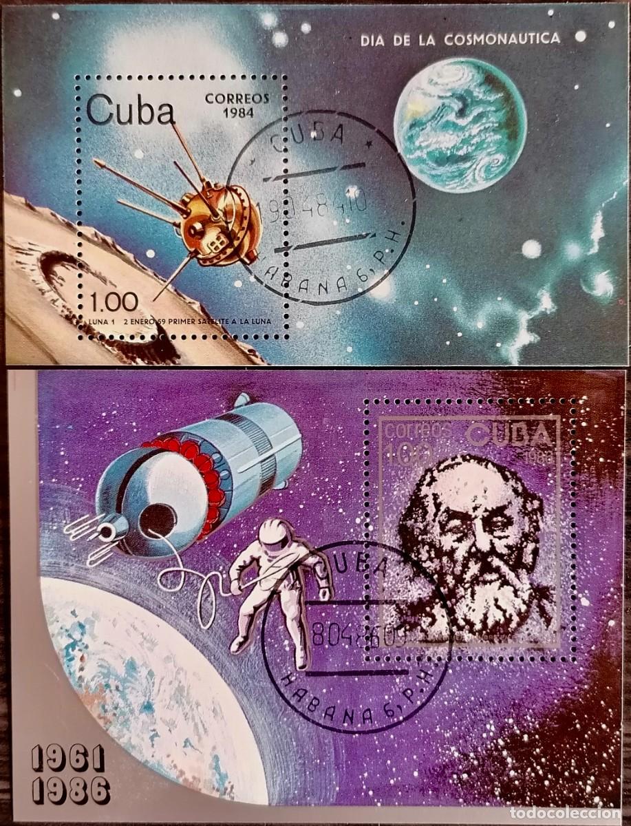 Sellos: CUBA 1984 / 86 - 2 HB ESPACIO . - Foto 1