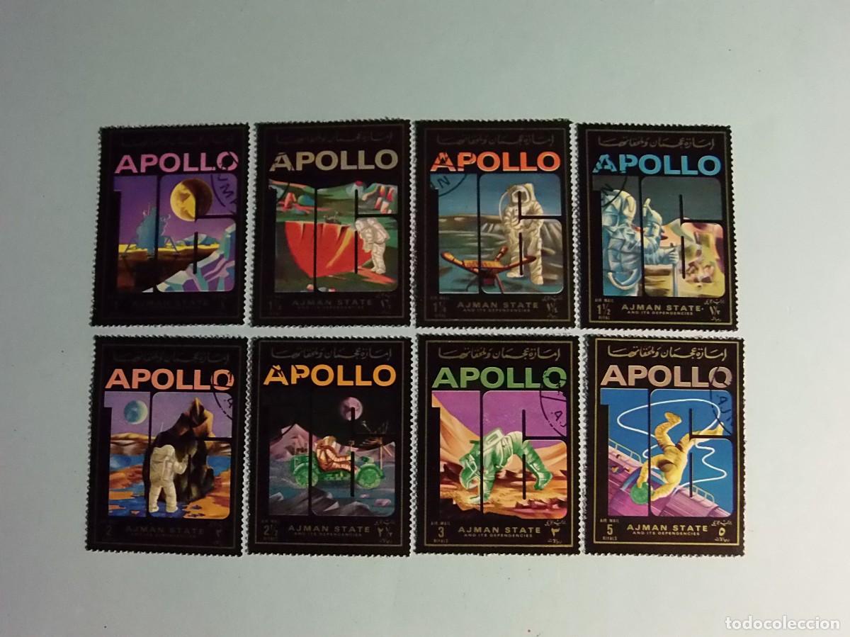 Sellos: AJMAN - ESPACIO - APOLO - 8 VALORES. - Foto 1