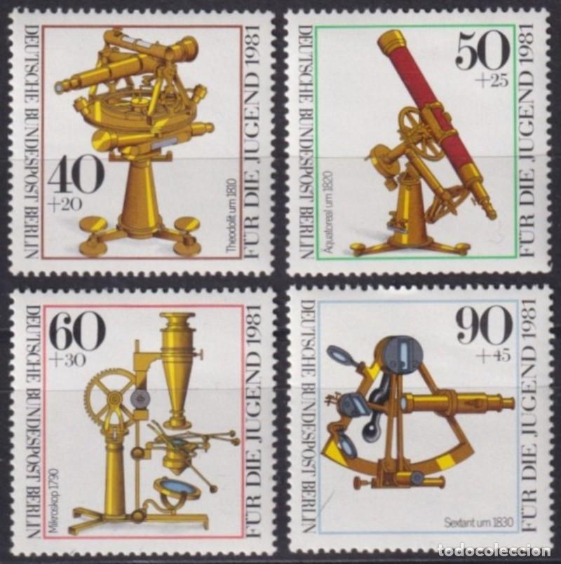 Sellos: F-EX59619 GERMANY BERLIN MNH 1981 HISTORIC OPTICAL INSTRUMENTS MICROSCOPE TELESCOPE SPACE. - Foto 2