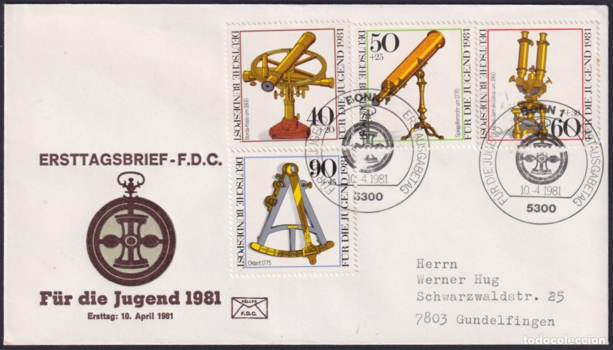 Sellos: F-EX59763 GERMANY 1981 FDC SCIENTIFIC INSTRUMENTS MICROSCOPE TELESCOPE. - Foto 1